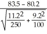 <strong>Assuming the independent samples procedure was used,which of the following is the correct test statistic.</strong> A)Z = B)Z = C)Z = D)Z =