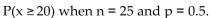 Calculate or use a table to find the binomial probability P(x Also use the normal approximation to calculate the probability.