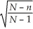 <strong>The finite population correction factor is</strong> A) . B) . C) . D) .