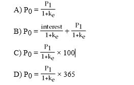 In the one-period valuation model with no dividend payments the current price of the stock is given by ________.