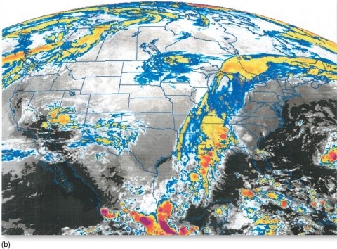 The ________ is responsible for the large band of cloud cover extending from the northern Gulf of Mexico to the northeastern US.