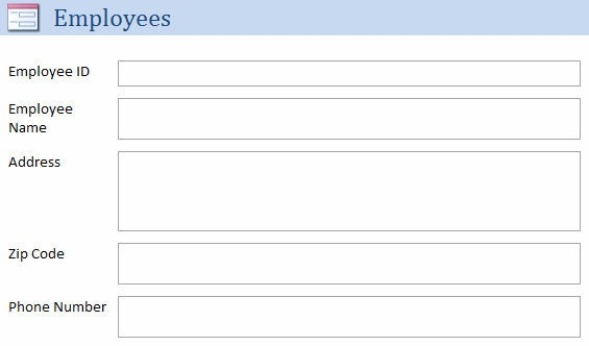 You are an accountant in a small company and are asked to work with the IT to redesign the user interface. The IT database designer proposes using interface below. What changes should be made to the form?
