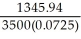 Interest: I = 4845.94 - 3500 = 1345.94; P = 3500; r = 0.0725 t<sub>months</sub> =   ∗ 12   