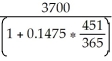 S = 3700; r = 0.1475; t =   P =   =   = $3129.62
