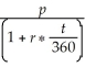 Evaluate s: s = , where p = 3411.50, r = 0.0925, t = 75