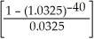 PV<sub>n</sub> = 2700.00   = 2700.00(22.2084332) = $59 962.77 Interest = 2700.00(40) - 59962.71 = 108000.00 - 59962.77 = $48 037.23