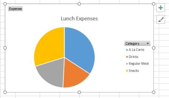 <strong>What field is in the ROWS area of the PivotTable that built this PivotChart? </strong> A)Expenses B)Category C)Regular Meal D)Lunch Expenses
