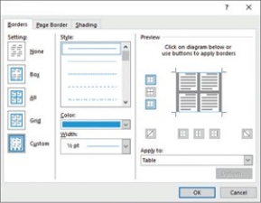 <strong> The figure shown above depicts the ________.</strong> A)Borders gallery B)Captions dialog box C)Borders and Shading dialog box D)Captions gallery
