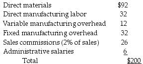 <strong>The East Company manufactures several different products. Unit costs associated with Product ORD105 are as follows: What is the percentage of the total variable costs per unit associated with Product ORD105 with respect to total cost?</strong> A) 81% B) 68% C) 84% D) 71%