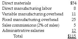 <strong>The East Company manufactures several different products. Unit costs associated with Product ORD105 are as follows: What is the percentage of the total fixed costs per unit associated with Product ORD105 with respect to total cost?</strong> A) 37% B) 32% C) 15% D) 26%