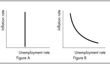 -Which of the diagrams in the above figure best illustrates a short-run Phillips curve?