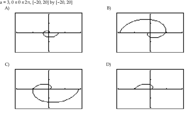 The graph of r = a in polar coordinates is an example of the spiral of Archimedes. With your calculator set to radian mode, use the given value of a and interval of to graph the spiral in the window specified.  <div style=padding-top: 35px> 