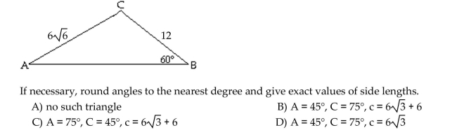 Find the missing parts of the triangle.  <div style=padding-top: 35px> 