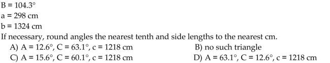 Find the missing parts of the triangle.  <div style=padding-top: 35px> 