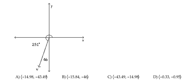 Write the vector in the form <a, b>. If necessary, round values to the nearest hundredth.  <div style=padding-top: 35px> 