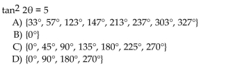 Solve the equation for solutions in the interval [0°, 360°). Round to the nearest degree.  <div style=padding-top: 35px> 