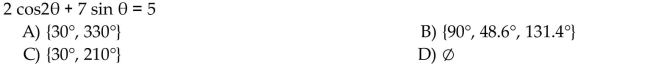 Solve the equation in the interval [0°, 360°). Give solutions to the nearest tenth, if necessary.  <div style=padding-top: 35px> 