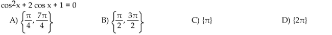 Solve the equation for exact solutions over the interval [0, 2    <div style=padding-top: 35px> 