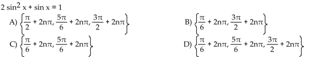 Solve the equation (x in radians and in degrees) for all exact solutions where appropriate. Round approximate answers in radians to four decimal places and approximate answers in degrees to the nearest tenth.  <div style=padding-top: 35px> 
