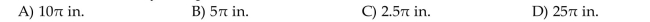 Solve the problem. Suppose the tip of the minute hand of a clock is 15 inches from the center of the clock. Determine the distance traveled by the tip of the minute hand in 10 minutes. Give an exact answer.  <div style=padding-top: 35px> 