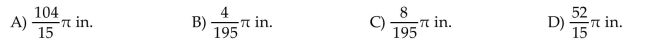 Solve the problem. The minute hand of a clock is 13 inches long. What distance does its tip move in 16 minutes? Give an exact answer.  <div style=padding-top: 35px> 