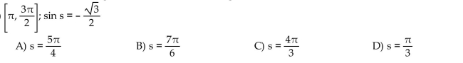 Find the exact value of s in the given interval that has the given circular function value.  <div style=padding-top: 35px> 