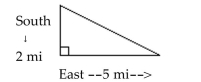 Solve the problem. -A long-distance runner runs 2 miles south and then 5 miles east. How far is the runner from the Starting point? Round your answer to thousandths.