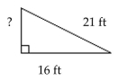 Solve the problem. -A ramp leads up to a warehouse loft. The path up the ramp is 21 ft long. The base of the ramp is 16 Ft long. How high is the loft? Round your answer to hundredths.  