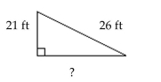 Solve the problem. -Below is a schematic depiction of a waterslide. The slide is 26 ft long. The ladder leading to the top Of the slide is 21 ft long. How far is it from the end of the slide to the foot of the ladder? Round your Answer to hundredths.  