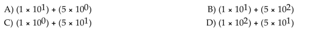 Write the Hindu-Arabic numeral in expanded form. 15