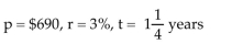 <strong>Find the simple interest. (The rate is an annual rate unless otherwise noted. Assume 360 days in a year.) </strong> A) $25.88 B) $16.56 C) $287.50 D) $2.59