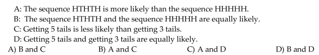A fair coin is tossed 5 times. Which of the following statements is (are)true?  <div style=padding-top: 35px> 