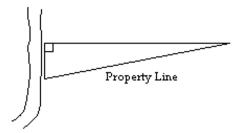 Find the area in acres of the property under the given assumptions. Refer to the figure. -The stream frontage is174 feet in length and the property line is 462 feet in length.