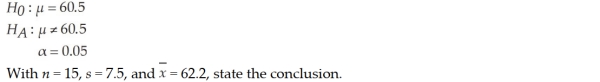 For the following hypothesis test:  