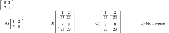 Find the inverse, if it exists, for the matrix.