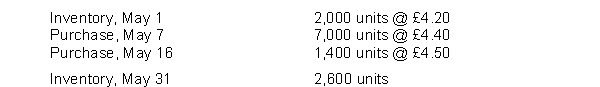 <strong>Brocken Co. has the following data related to an item of inventory: The value assigned to cost of goods sold if Brocken uses FIFO is</strong> A) £33,800. B) £33,920. C) £34,138. D) £34,164.