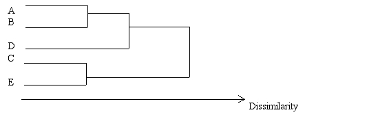 In quick clustering, the first step is to identify the highest entry in each column of a matrix of inter-band inter-product, etc.) correlations. 38.Consider the following data: The following is an accurate graphical representation of the data shown above: