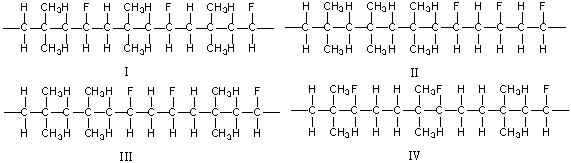 Which of the following is a region of an alternate copolymer constructed from isobutylene and vinyl fluoride?
