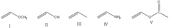 Which of the following monomers would be most reactive towards anionic polymerization?