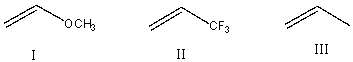 Arrange the following monomers in decreasing order of reactivity towards anionic polymerization?
