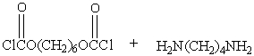 Provide the structure of a region of the polymer that is produced when the following monomers are treated in the presence of dilute NaOH.