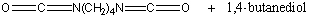 Provide the structure of a region of the polymer that is produced when the following isocyanate is treated with 1,4-butanediol.