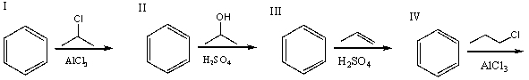 Which of the following reactions would produce isopropylbenzene as the major product?