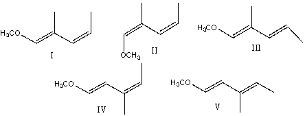 Provide the structure for (1E,3Z)-1-methoxy-2-methyl-1,3-pentadiene.