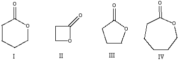 <strong>Which of the following compounds will have the highest wavenumber for carbonyl absorption? </strong> A) I B) II C) III D) IV