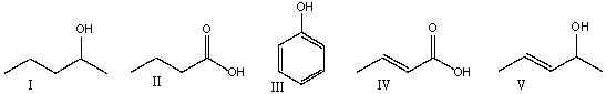 <strong>Which one of the following compounds is consistent with the following IR spectrum? SDBS: National Institute of Advanced Industrial Science and Technology </strong> A) I B) II C) III D) IV E) V