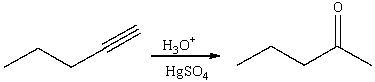 <strong>For the following reaction, which of the following change(s) in the IR spectrum is consistent with conversion of the reactant to the product? </strong> A) absorption at 2150 cm<sup>-1</sup> should disappear B) absorption at 3300 cm<sup>-1</sup> and 2150cm<sup>-1</sup> should disappear C) absorption at 2250 cm<sup>-1</sup> should disappear, a new absorption at 3300 cm<sup>-1</sup> should appear D) absorption at 1650 cm<sup>-1</sup> should disappear, a new absorption at 3300 cm<sup>-1</sup> should appear E) absorption at 3300 cm<sup>-1</sup> and 2150cm<sup>-1</sup> should disappear, a new absorption at 1720 cm<sup>-1 </sup>should appear