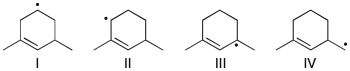 Rank the following radicals in order of decreasing stability (most stable to least stable).