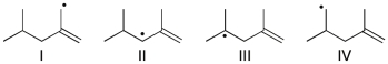 Rank the following radicals in order of decreasing stability (most stable to least stable).