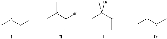 Which intermediate leads to the major product for the reaction of 2-methyl-2-butene with hydrogen bromide and hydrogen peroxide?